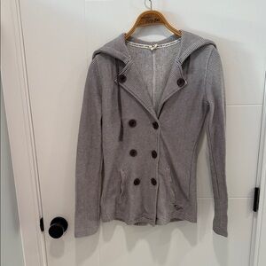 Roxy Gray & White Striped Hooded Cardigan size XS